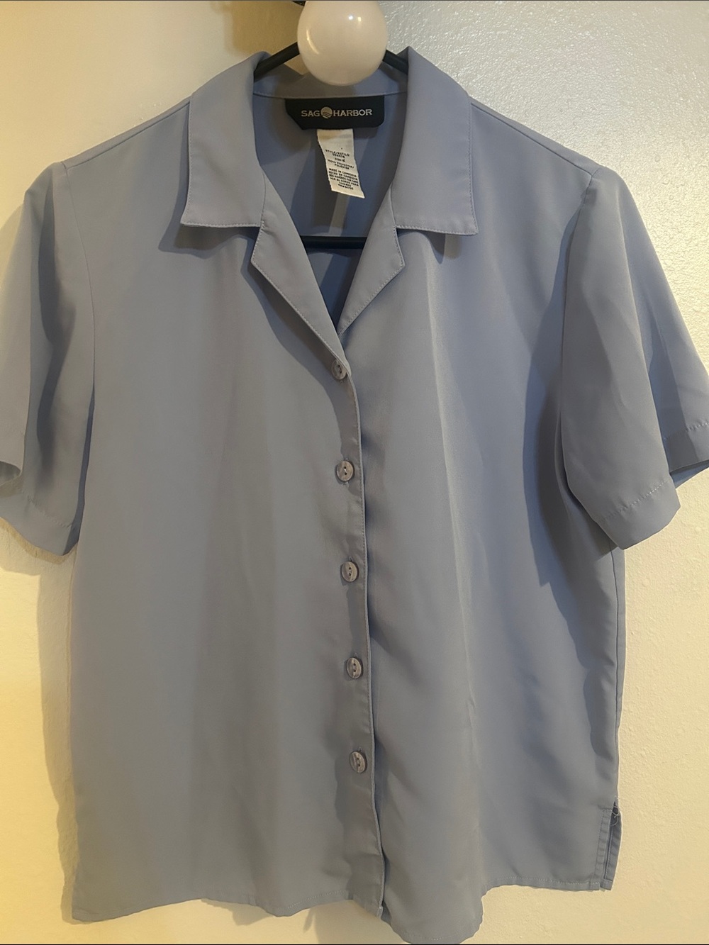 Sag Harbor Pale Blue Short-Sleeve Button-Front Shirt